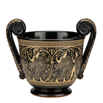 Ancient Greek vase with mythological figures