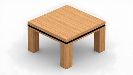 Fototapeta premium A contemporary wooden coffee table featuring a unique black accent band, perfect for interior design, modern living spaces, or furniture catalogs.