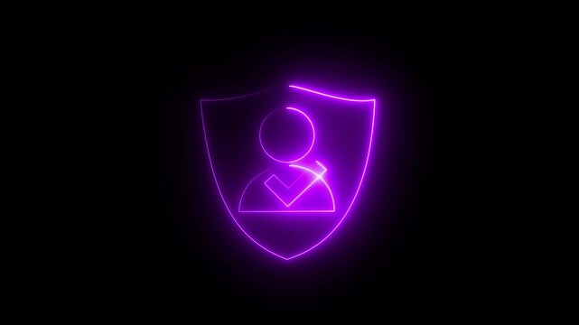Glowing neon Identity authentication technologies. Secure passwordless multi-factor authentication. Businessperson tapping smartphone screen to use authenticator application.4k video