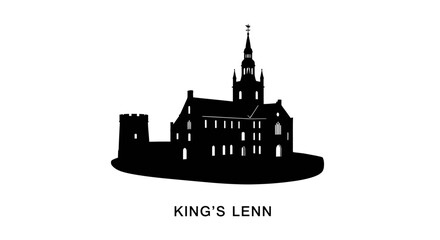 Naklejka premium King's Lynn historic building silhouette vector illustration