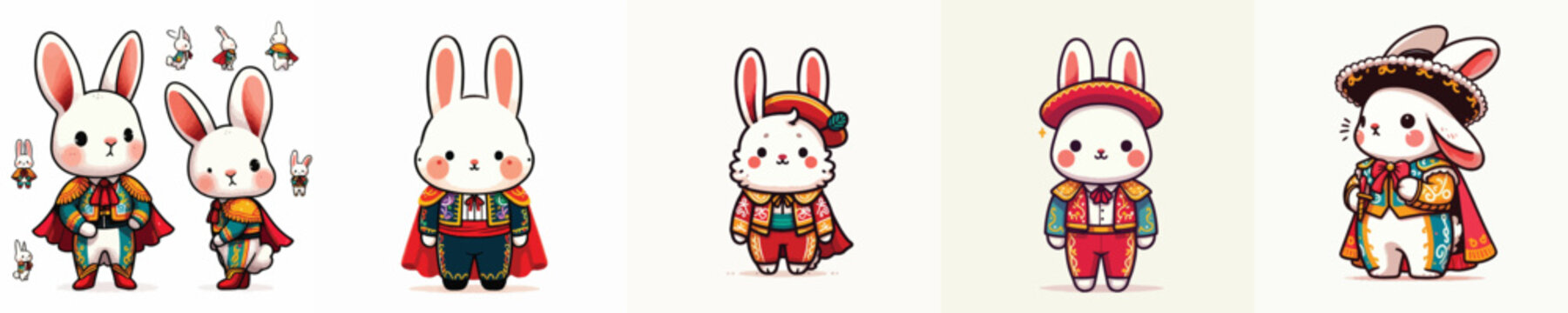 cute rabbit vector in Spanish matador costume