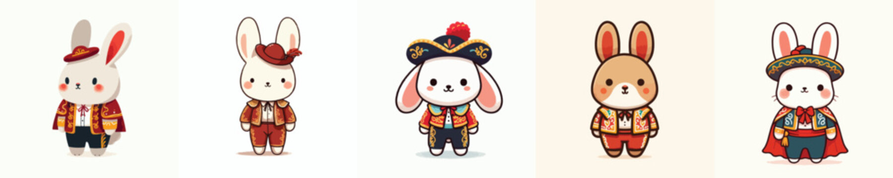 cute rabbit vector in Spanish matador costume
