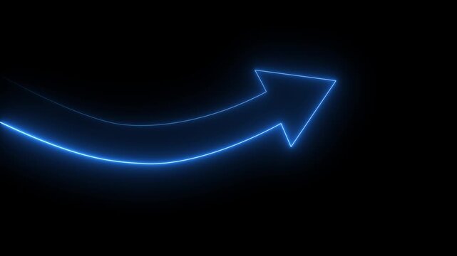 Glowing neon Business operational changes. Successful business turnaround and performance recovery. Businessperson tapping a rising arrow.4k video animation.