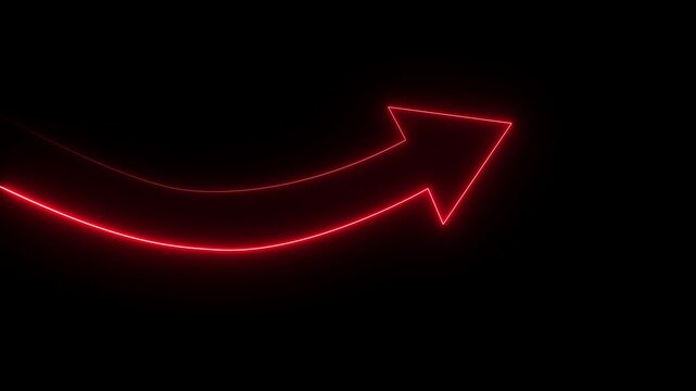Glowing neon Business operational changes. Successful business turnaround and performance recovery. Businessperson tapping a rising arrow.4k video animation.