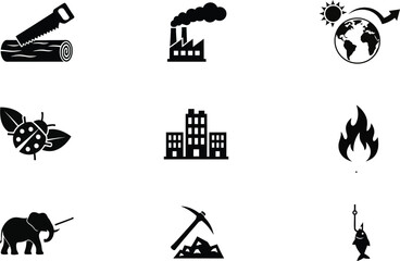 Fototapeta premium set of disaster and danger warning symbols flat design vector illustration