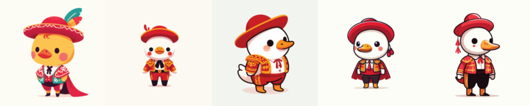 cute duck vector wearing Spanish matador costume