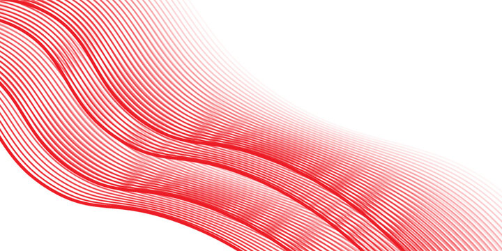 Red stripes on a white background. Creative line art. Red waves with lines. Curved wavy line, smooth stripe.illustration eps10