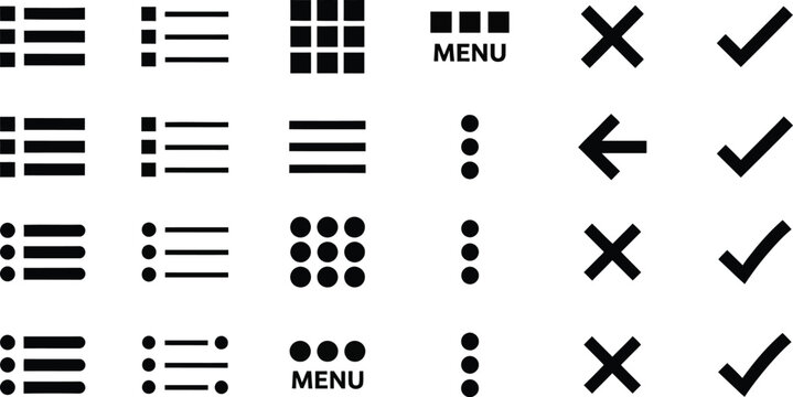 minimalist menu and navigation icons set flat design vector illustration