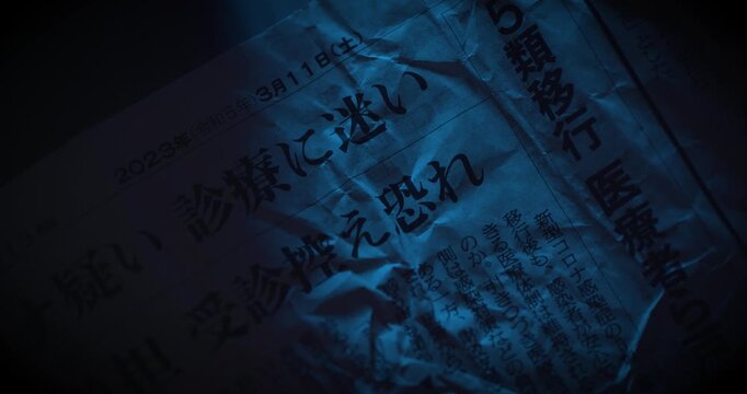 Close up of a Japanese Newspaper article