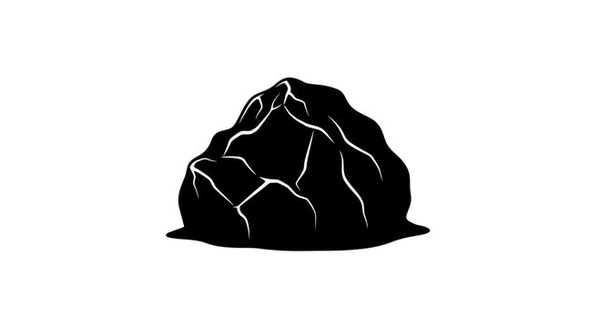 Black boulder silhouette illustration isolated on white