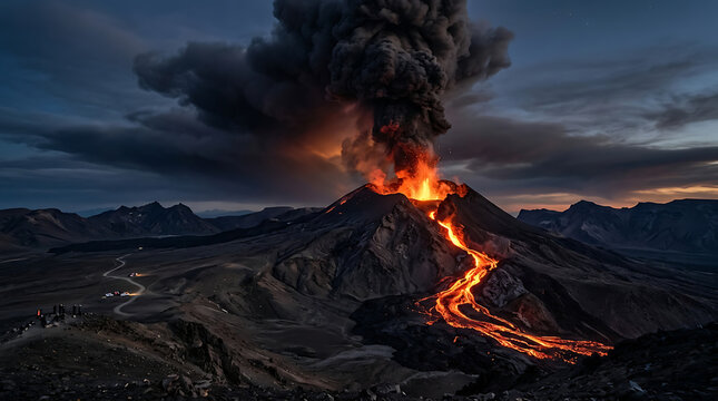Volcanic eruption a fiery display of earth's power and geological activity