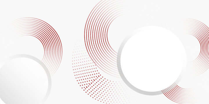 Abstract white background with red circle lines. Digital future technology concept. vector illustration.