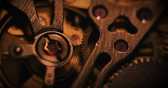 Close up of mechanical cogs and gears turning