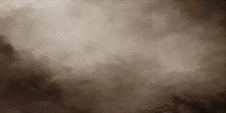 An abstract dark grunge background featuring old paper texture blended with stormy grey clouds and a thick mist of smoke under a dim moonlit night sky