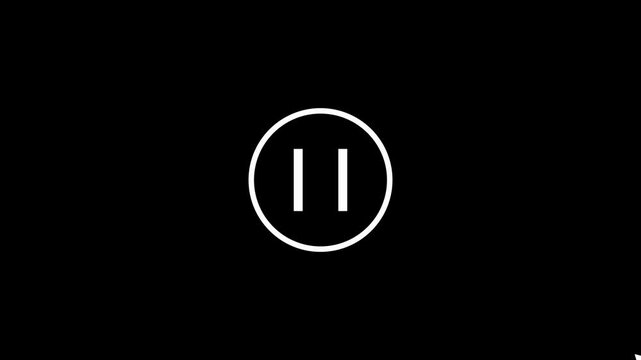 Minimalist Pause Button Icon Animation with Alpha Channel.4k video
