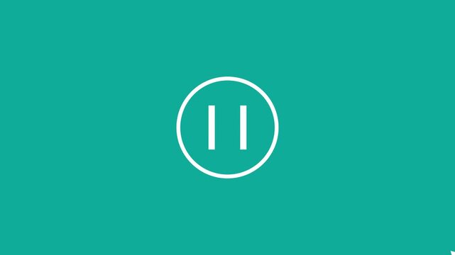 Minimalist Pause Button Icon Animation with Alpha Channel.4k video