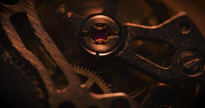 Close up of mechanical cogs and gears turning