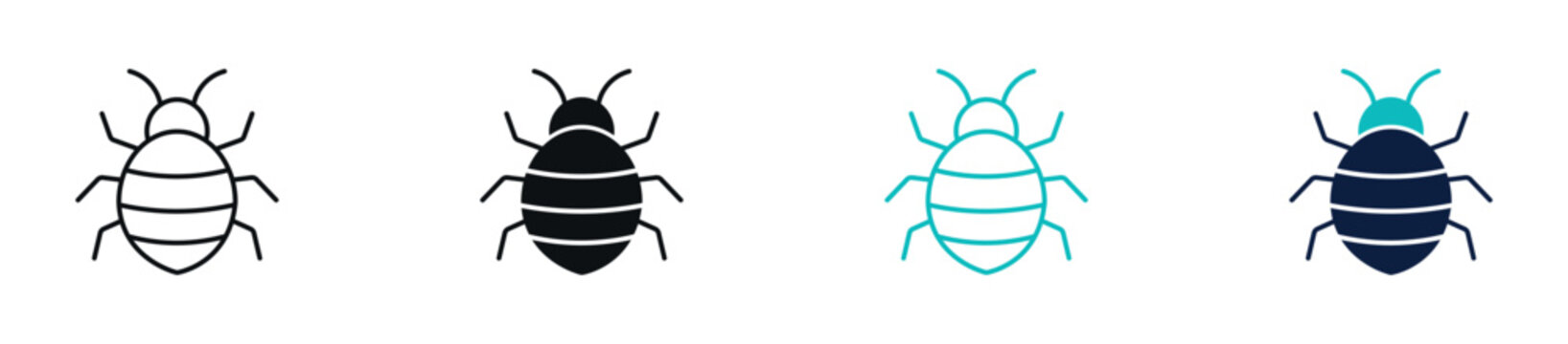 Bug insect icon set, small beetle or pest symbol in line and flat style. vector illustration.
