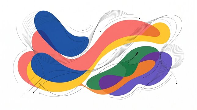 Vibrant Abstract Organic Shapes Flowing, Dynamic Fluid Art, Colorful Background for Design