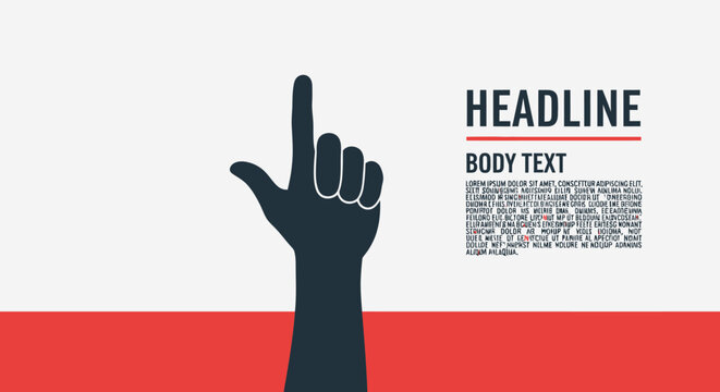 Modern minimalist graphic of a hand pointing upwards, ideal for a presentation slide to highlight key information or a call to action message