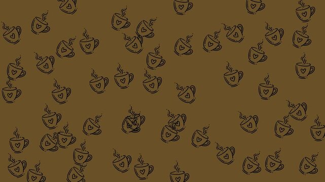 Coffee icon doodle seamless pattern animation with smooth looping movement, perfect for cafe branding videos, websites, reels, and digital visuals.