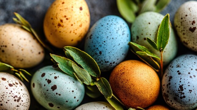Abstract Easter layout with eggs partially cropped out of the frame on all sides, suggesting continuation beyond borders