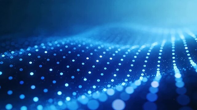 Blue glowing dots in wave pattern