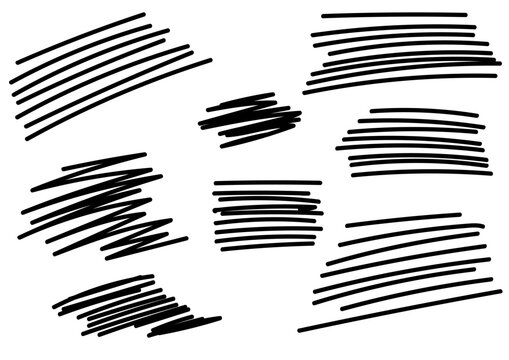 フリーハンドで書いた纏まった線　黒色
A collection of freehand lines in black.
