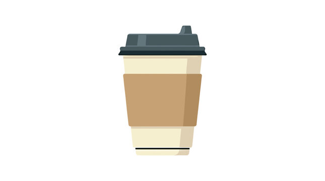 Disposable paper coffee cup with lid and sleeve