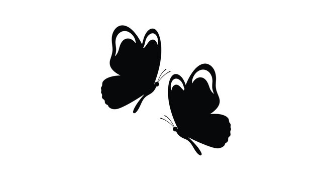 Two butterflies in silhouette against a white background silhouette