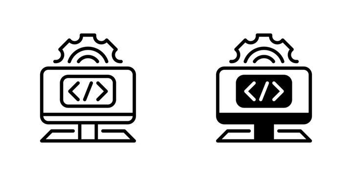 Automation Script Vector Line Icon for Ui and Web Design