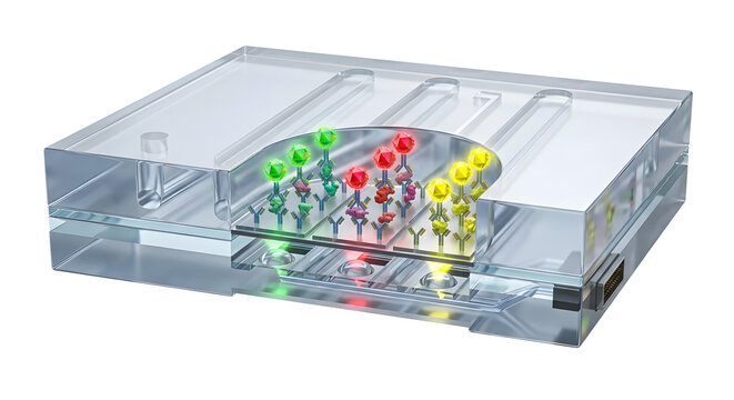 3D Cross-Section of a Quantum Dot Nano-Immunosensor for Cytokine Panel Detection