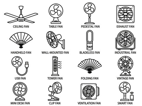Various types of electric fans illustration