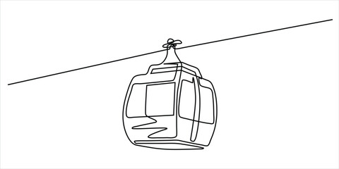 Cable car line art vector illustration minimalist continuous drawing transportation travel design © Dosoroth Chandra