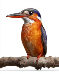 Fototapeta premium An isolated kingfisher. Isolated on flat white background