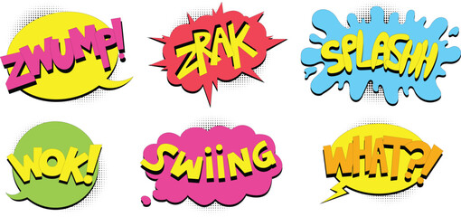 Transparent Comic Sound Effects and Action Pop Art Speech Bubbles Set © MdSabbir