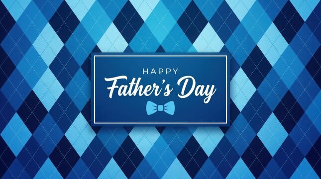 Happy father's day card with argyle background