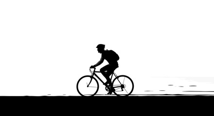 Obraz premium Silhouette of a cyclist riding a bicycle on a white background