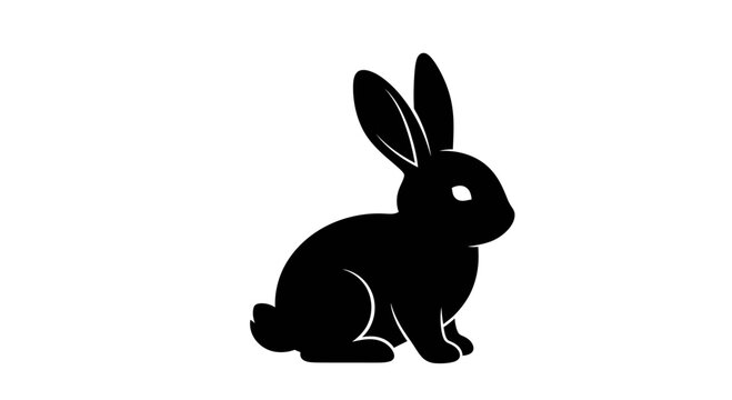 Minimalist Black Rabbit Silhouette Vector Illustration