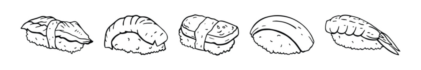 Japanese food. Sushi. Hand-drawn vector illustration © Anastasiya Shmakova