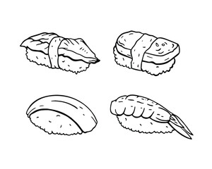 Japanese food. Sushi. Hand-drawn vector illustration © Anastasiya Shmakova
