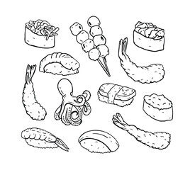 Japanese food set Hand-drawn vector illustration © Anastasiya Shmakova