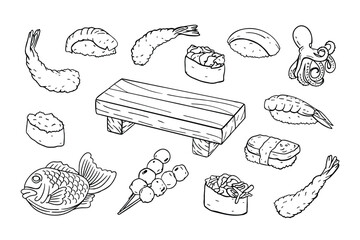 Japanese food set Hand-drawn vector illustration © Anastasiya Shmakova