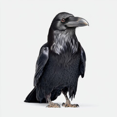 Fototapeta premium An isolated raven. Isolated on flat white background.