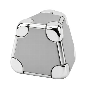 Geometric puzzle object with metallic accents