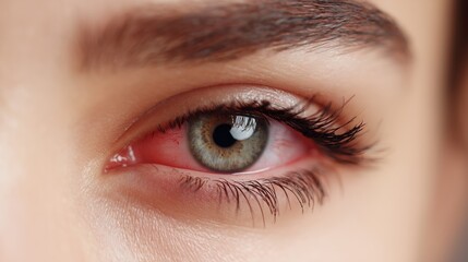 Fototapeta premium Close view of a human eye showing details of iris and eyelashes in natural light during daytime