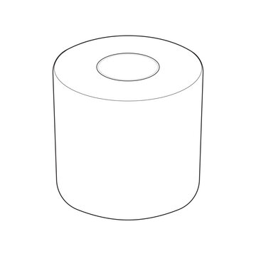 Isometric commercial bath tissue roll drawing for public restroom consumable supply mockup