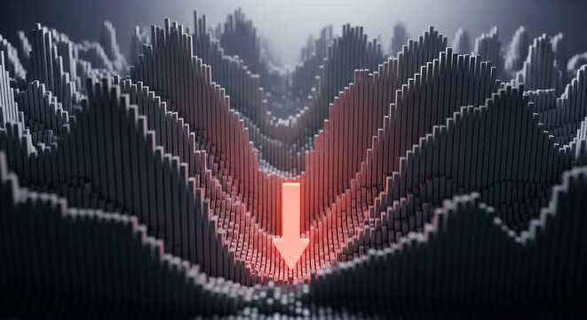 Data Decline Red Arrow Abstract Graph Downward Trend
