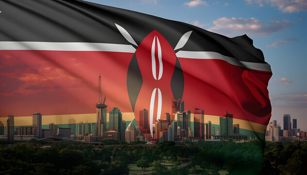 Kenyan Flag Waves Over Nairobi Skyline, Madaraka Day Celebration