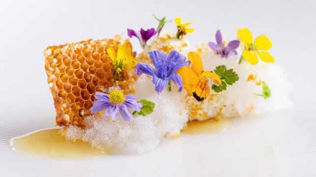 deconstructed tres leches cake with honeycomb